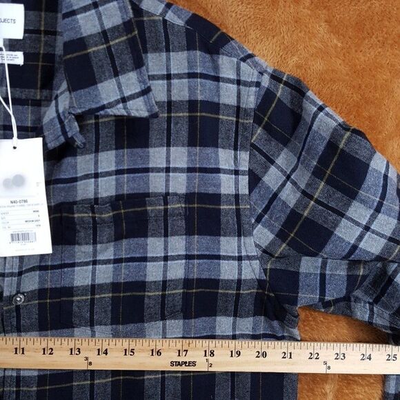 NORSE PROJECTS Shirt Mens Small Gray Check Button Up CARSTEN FLANNEL $215 - Picture 9 of 11